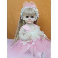 22inch Full Silicone Body Reborn Toddler Doll Lifelike Soft Touch High Quality Doll Gifts for Children with Long Hair Toy