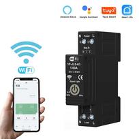 Tuya WiFi Išmanusis Automatinis Saugiklis 1P 63A DIN Bėgelis Dvipusis Matavimas Energijos Skaitiklis Palaiko 3 juoda