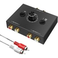 RCA stereogarso dvikryptis jungiklis su nutildymo mygtuku, nešiojamasis kairysis / dešinysis stereo garso jungiklis, garso skirstytuvas 2 x 1/1 x 2