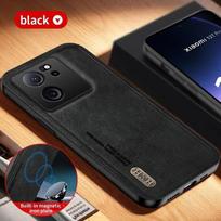 „Xiaomi 13T Pro 5G“ dėklui, magnetiniam vintage matiniam odiniam galinio dangčio „Xiomi Mi13T Mi 13 T T13“ minkštiems kraštams, pilnai objektyvo apsaugai For Xiaomi 13T juoda