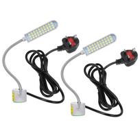 2 vnt. 30 šviesos diodų siuvimo mašinos lempos magnetinio pagrindo LED šviestuvo lankstus lankstomas vamzdelis UK Plug įvairiaspalvis