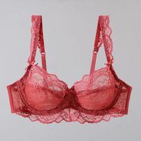 Seksualūs apatiniai moteriški didelio dydžio nėriniai liemenėlės Push Up liemenėlės apatinis trikotažas Itin plonas skaidrus Sexy Bralette Underwire Gathered Baltos liemenėlės 38/85E raudona
