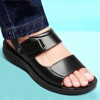Klasikiniai Minkšti Sandalai Patogūs Vyriški Batai Odiniai Sandalai Didelio Dydžio Minkšti Sandalai Patogūs 38 juoda