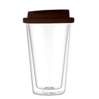 350 ml dvigubų sienelių stiklinė su silikoniniu dangteliu, izoliuotas gertuvas kelionėms, karštiems ir šaltiems gėrimams, arbatai, pienui, puodelis iš aukšto borosilikatinio stiklo, kavos puodelis oranžinė