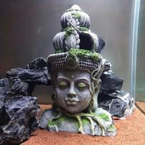 Derva Guanyin Bodhisattva statula Akvariumo dekoras Akvariumo dekoras Akvariumo ornamentas Imitacija Kraštovaizdis Amatai Žuvys Slėptuvės Vietos dekoravimas pilka