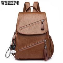 Naujos mados moteriška odinė kuprinė moterims, vientisos spalvos krepšys, moteriškos minkštos kuprinės, Mochilas 36cm*25cm*15cm ruda