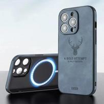 Vintage Lamb Skin Leather Deer Case For iPhone 15 14 13 12 11 Pro Max 15Pro 14Pro 13Pro Full Cover For Magsafe Wireless Charging For iPhone 14 Pro