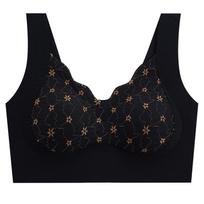 No Steel Ring Bra No Trace Underwear Women's Gathering Bra with Anti Sagging Upper Support Sexy Back Vest M juoda