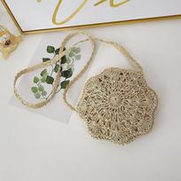Madingi apvalūs šiaudiniai „crossbody“ krepšiai moterims Rankų darbo austas kelioninis paplūdimio krepšys 20x3x20cm smėlis