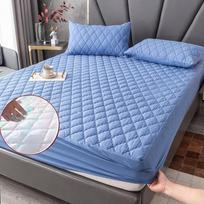 Lovos užvalkalas Šlifuotas audinys dygsniuotas čiužinio apsaugas, vandeniui atsparus čiužinio užvalkalas lovai nuo erkių čiužinio užvalkalas 2PC Pillowcase mėlyna