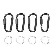 4 vnt. karabinų rinkinys, skirtas Key Camping Survival EDC lauko raktų pakabukų segtukų lydinio aliuminio taktinės karabinų kabliukų karabinai D-4 Black With Ring