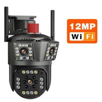 Ultra HD 6K 12MP WiFi PTZ IP Camera Three Screens Security Protection Motion Human Detection Outdoor IP CCTV Survalance Smart Home 12MP No Card