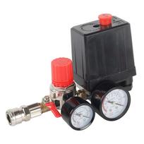 Oro kompresoriaus slėgio jungikliai valdymo vožtuvai 90-120PSI 220V atsarginė dalis su matuokliais slėgio mažinimo vožtuvai