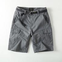 New Retro Men's Outdoor Loose Multi Pocket Sportswear Shorts Pure Cotton Straight Leg Capris 28 pilka