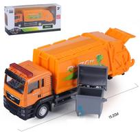 1/64 vyriškas šiukšlių sunkvežimio šiukšliadėžės modelio automobilis, dovanėlė, žaislinė transporto priemonė vaikui 1/64-Size:15.1*5.8*4cm oranžinė