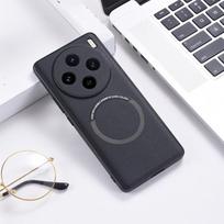 Magsafe magnetinis belaidžio įkrovimo dėklas skirtas VIVO X100 Pro X90 Pro VIVO V29 V27 Pro S16 Pro prabangus PU odinis dangtelis For VIVO X100 Pro juoda