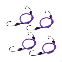4 dalių Mini Bungee Cord Elastinė virvė su kabliukais sunkvežimiams Purple 50cm