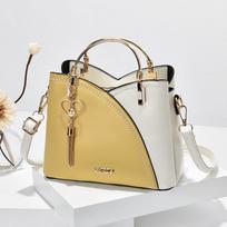 Odinė Didelės Talpos Moteriška Rankinė Tinklelio Pečių Krepšys Madingas Atsitiktinis Prabangus Dizainerio Daugiaspalvis Crossbody Krepšys 23x11.5x19cm geltona