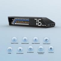 Automobilio galvutės ekranas HUD matuoklis OBD2 vairavimo kompiuterio temperatūros spidometras