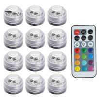 12 vnt. povandeninių šviestuvų su išmaniu nuotolinio valdymo pultu, energiją taupantys, vandeniui atsparūs, keli režimai, RGB, mini LED šviestuvai baseinui 1 Set