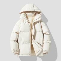 Vyriškas kasdienis parkas, storas, šiltas, klasikinis, rudeninis-žieminis, su gobtuvu, šilta medvilninė striukė-paltas M balta