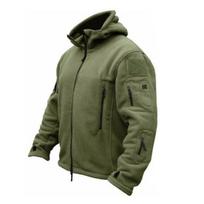 Men's Fleece Jacket Hooded Thermal Windbreaker Full Zip Up Fall Winter Plush Coats XL žalia