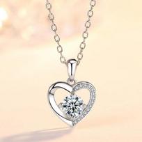Nauji Prabangūs Crystal CZ Heart Pendant Choker karoliai 925 sterlingų sidabro grandinėlės karoliai moterims Vestuvių papuošalų dovanos