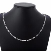 40-75cm Slim 925 Sterling Silver 4mm Figaro Chain Necklace Women Girl Boy Kids Italy Jewelry Kolye Collares Sieraden Colier 45cm