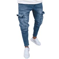 Vyriškos tamprios džinsinės kelnaitės, suplėšytos Freyed Slim Fit kišeninės džinsinės kelnės L mėlyna