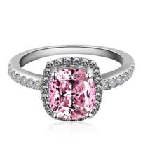 Classic 100 %925 Sterling Silver Citrine Sapphire White Gold Couples Anniversary Ring High Jewelry Sizes 5 -11 5 rožinė