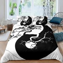 Yin Yang patalynės užvalkalų komplektas Boho Trippy Art Twin antklodės užvalkalas Gossip Tradicinis Ying Yang tema King Size poliesterio antklodės užvalkalas 70x133cm 2pcs