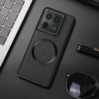 Lychee odinis telefono dėklas, skirtas Motorola G85 X50 Ultra S50 Neo, skirtas Magsafe Magsafing dangtelis, skirtas Moto Edge 50 Ultra 40 Neo Holster smūgiams atsparus dangtelis For Moto X50 Ultra juoda