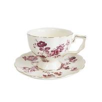 1vnt Keraminiai Bone China Court Retro kavos puodeliai ir lėkštės rinkinys su auksiniu apvadu, gėlių arbatinukas arbatinukas Popietės arbatos namų indai rožinė