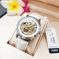 Tuščiaviduris deimantais puoštas automatinis mechaninis laikrodis moterims Madingas paprastas šviečiantis vandeniui atsparus laikrodis moterims Mada