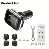 Padangų slėgio stebėjimo sistema Belaidė saulės energijos TPMS Padangų slėgio stebėjimo sistema Tiekimas Reguliuojamas ekrano kampas Automobilio įtampos rodymas realiu laiku