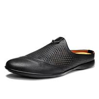 Mada Natūralios odos Pusbačiai Vyriški Odiniai Batai Vyriški Mulai Slide Laisvalaikiai Batai Mada Vasariniai Loafers Šlepetės Mocassin Homme Chaussu 5.5 juoda