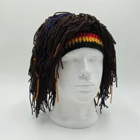New Hand-knitted Star Striped Cat Ear Braid Hat Halloween Ear Protection Fashion Versatile Hat adult: 57-59cm black
