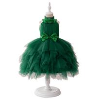 Vaikų kalėdinė suknelė Prabangi mergaičių kalėdinė apranga be rankovių, tinklelio lankas, tutu mados, žalia, elegantiška šventinė princesės suknelė 110CM žalia