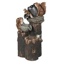 Anties / Voverės fontano ornamentas Anties dervos skulptūros ornamentas su šviesa Voverės statulėlės ornamentas Sodo anties voverės figūrėlė
