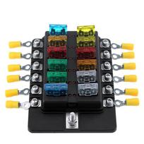 12 krypčių saugiklių dėžutės laikiklio saugiklių blokai su raudonu LED indikatoriumi saugiklių gnybtais, skirtais automobiliniam laivui skirtam sunkvežimiui karavanu