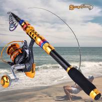 Meškerykotis su spininga rite, anglies pluošto meškerės kombinacija, ištraukiama jūrinė meškerė ir žvejybos ritės 1.8mRod&2000Reel