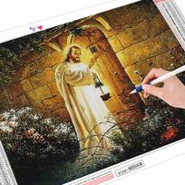 5D viso kvadrato deimantinis paveikslas Jėzaus amatų rinkinys Deimantinis siuvinėjimas Religija Mozaikos durų menas Kalnų krištolas namų apdaila Full Round (20X30CM)