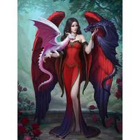 5D „pasidaryk pats“ deimantinis paveikslas „Dragon Lady“ viso kvadrato gręžtuvas Kalnų krištolinio akmens siuvinėjimo paveikslėlis „Katė vilkas tigras“ gyvūnas, kryžminio dygsnio mozaika, rankų darbo dovana Full Round 20X30CM raudona