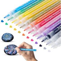 12 spalvų akrilinių dažų žymeklių rinkinys Vandens pagrindo pieštukas, 0,7–2 mm plonas antgalis, skirtas „pasidaryk pats“ rankdarbiams 12 Colors
