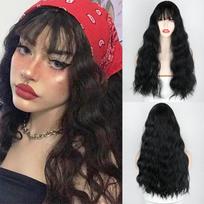 MERISIHAIR ilgas perukas su kirpčiukais Vandens banguotas oranžinis perukas Sintetinio pluošto perukas Moteriškas ilgas perukas Cosplay/Daily/ Party Perukas 24inches