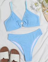 Micro Bikini Sexy Women Swimsuit Solid Color Split Swimsuit Thong Brazilian Bikini Beachwear Bathing Suits S mėlyna