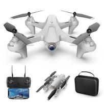 RC dronas su kamera Dviejų kamerų dronas 4k RC keturkopteris WiFi FPV dronas sulankstomas dronas be galvos režimas White 1080p 1 Battery balta