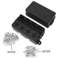 12 krypčių saugiklių laikiklio dėžutės plastikinis dangtelis su kastuvo gnybtais 4 kontaktų 12 V 40 A relės