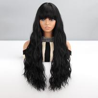MISSQUEEN moteriškas ilgų banguotų oranžinių plaukų perukas su kirpčiukais Sintetinio pluošto kasdieniam dėvėjimui Cosplay Natural Deep Wavy Perukas Spalvingas perukas