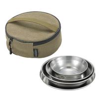 8 vnt. nerūdijančio plieno lėkščių ir dubenėlių rinkinys, kempingo vakarienės indų rinkinys su nešiojimo krepšiu laukui 4pcs set